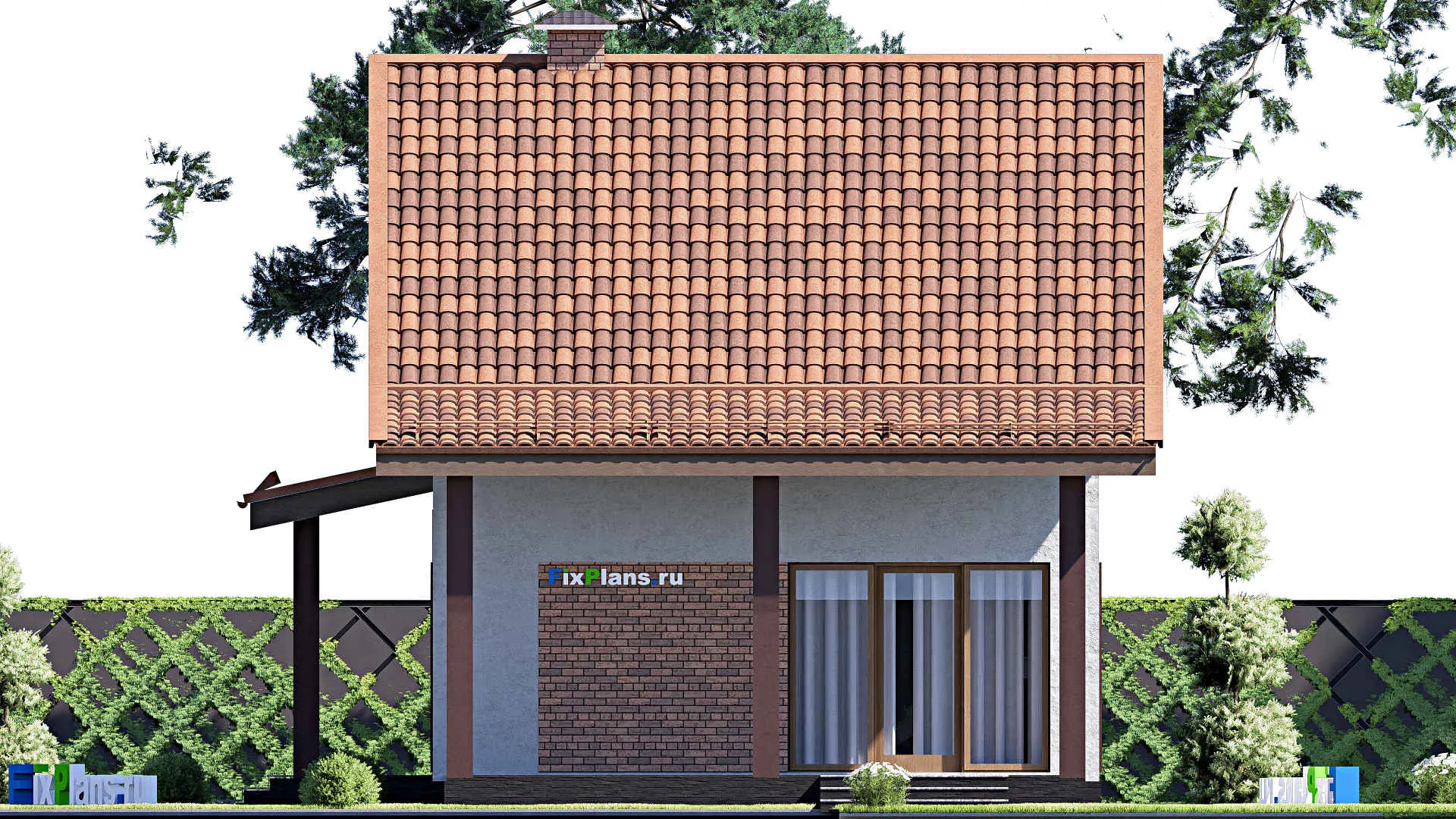 F-12563 - Проект дома с мансардой 10 на 13, площадью 130 м² с террасой и 3 спальнями