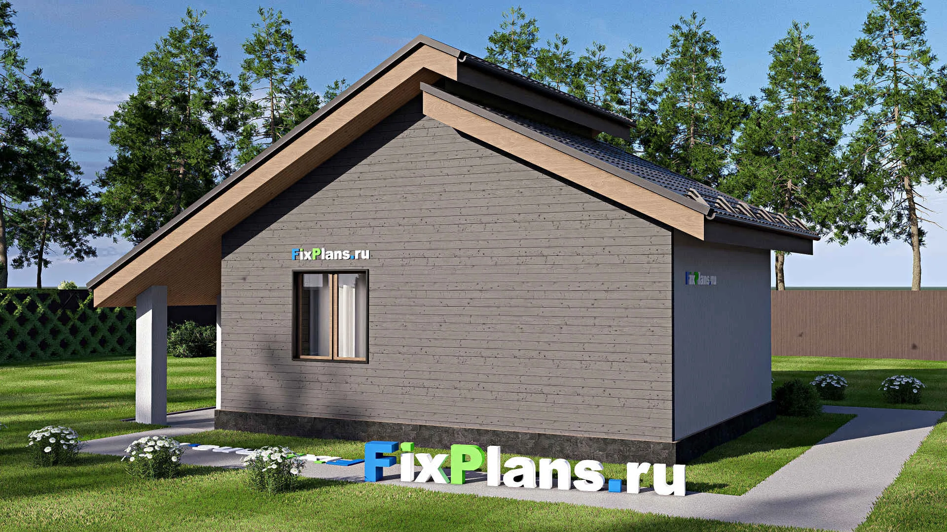 F-18413 - Проект одноэтажного дома 6 на 10, площадью 40 м² с 1 спальнями