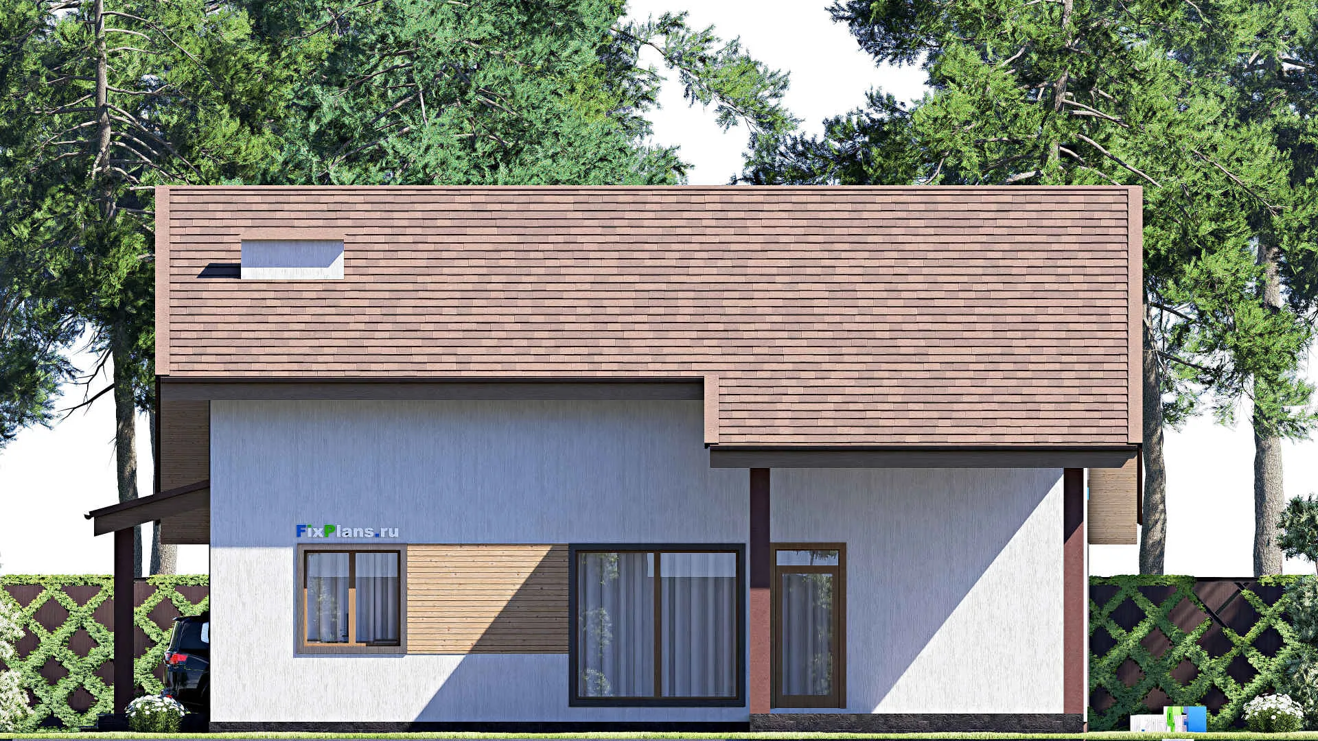 F-17432 - Проект дома с мансардой 15 на 24, площадью 310 м² с террасой и 3 спальнями