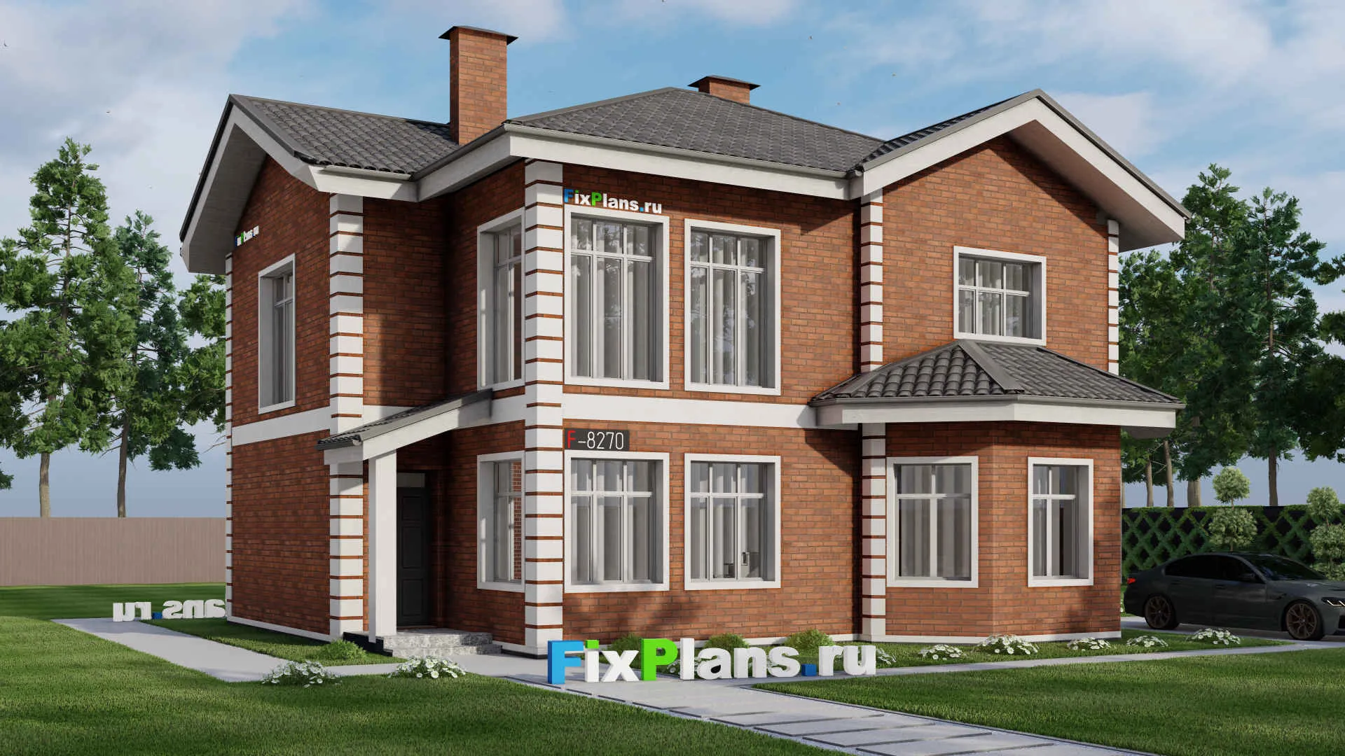 F-8270 - Проект двухэтажного дома 12 на 13, площадью 170 м² с 3 спальнями
