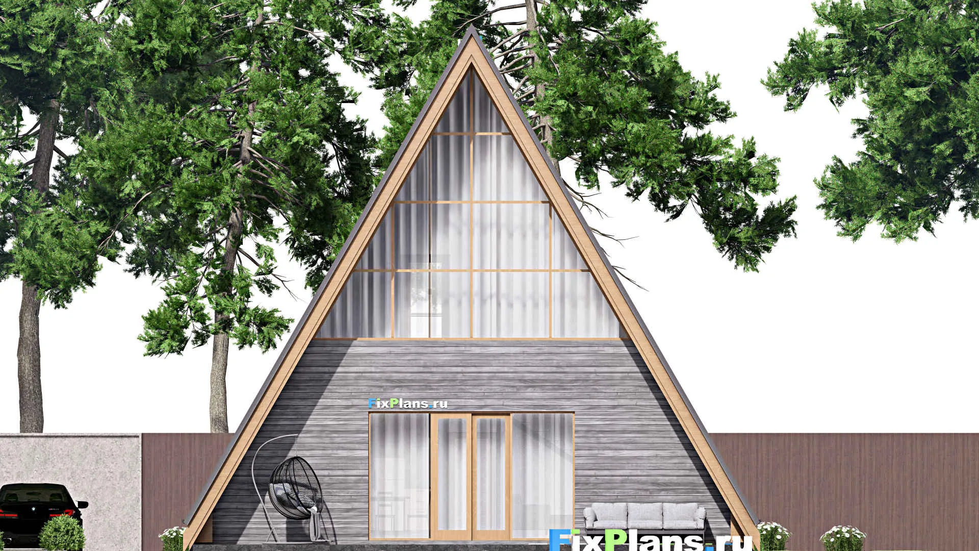 F-16703 - Проект дома с мансардой 11 на 18, площадью 220 м² с террасой, балконом и 4 спальнями