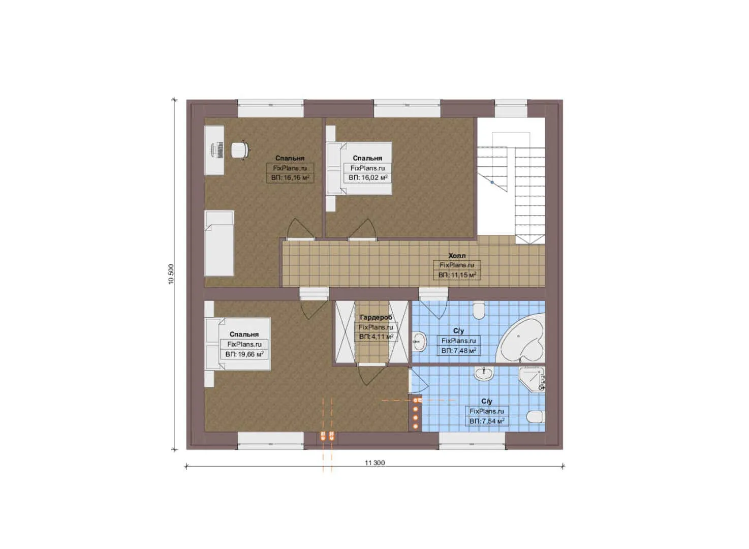 F-14147 - Планы двухэтажного дома 12 на 14, площадью 190 м² с 3 спальнями