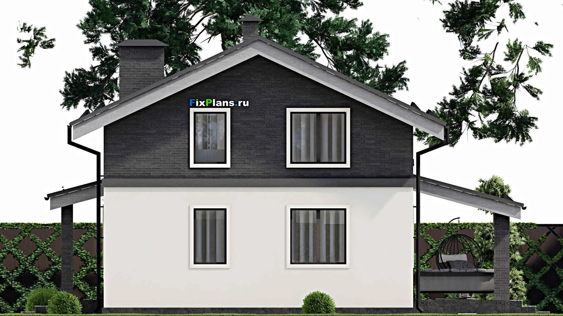 F-4751 - Проект дома с мансардой 10 на 12, площадью 140 м² с террасой и 3 спальнями