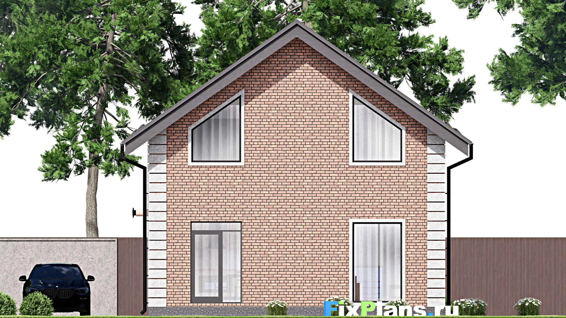 F-12608 - Проект дома с мансардой 9 на 14, площадью 180 м² с балконом и 4 спальнями