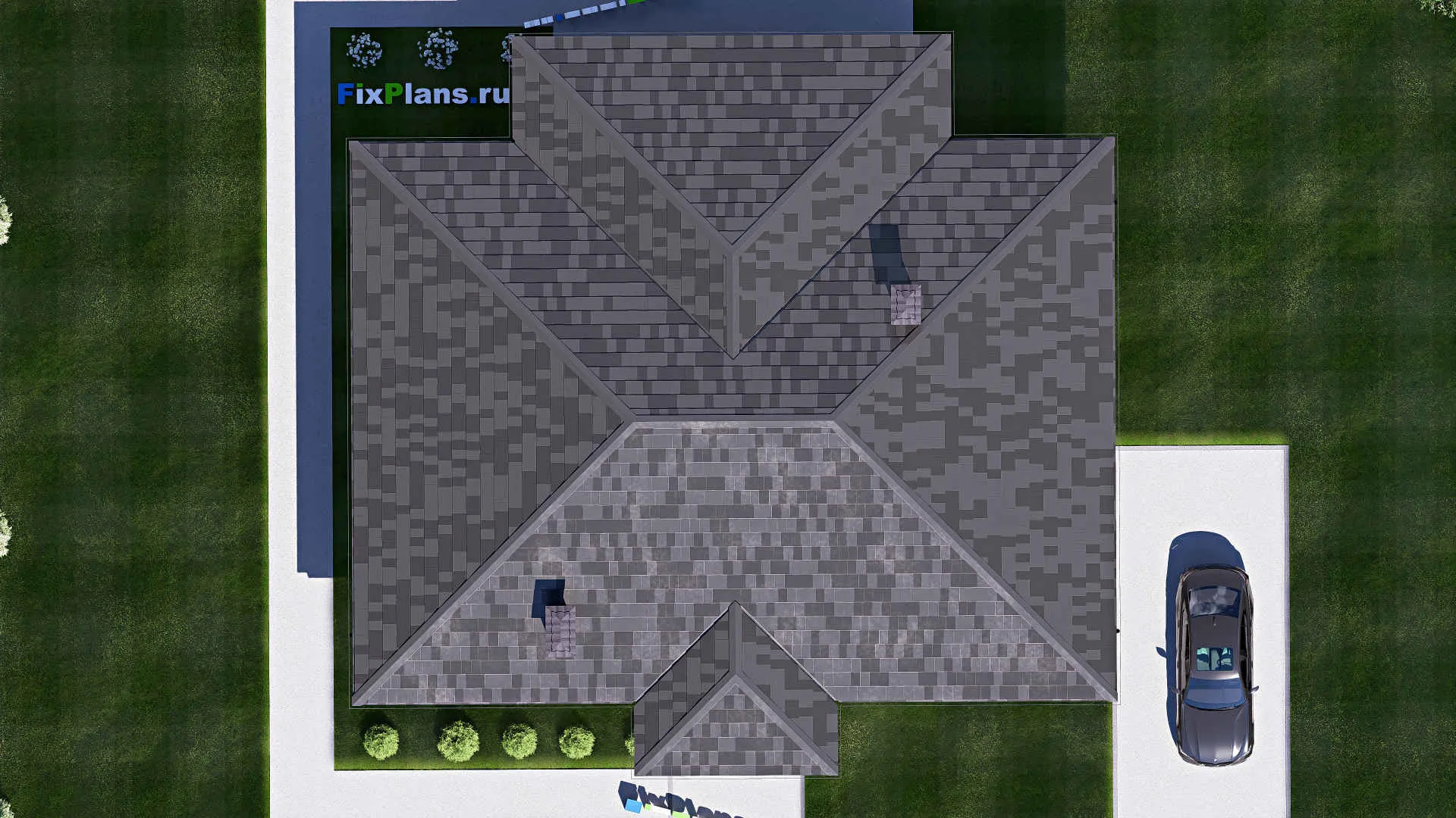 F-18719 - Проект одноэтажного дома 16 на 17, площадью 180 м² с террасой и 3 спальнями