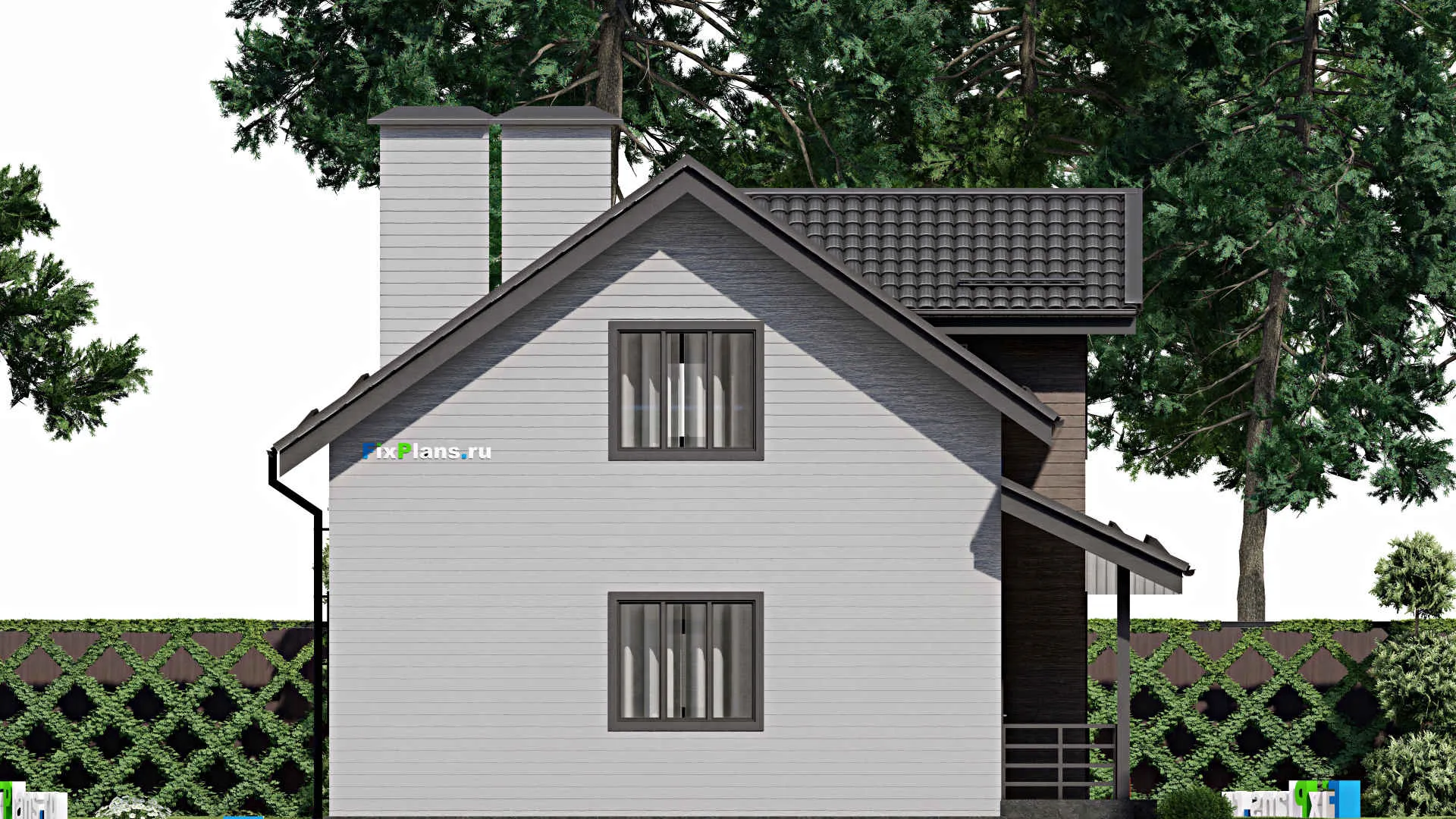 F-3815 - Проект дома с мансардой 9 на 11, площадью 170 м² с террасой и 4 спальнями