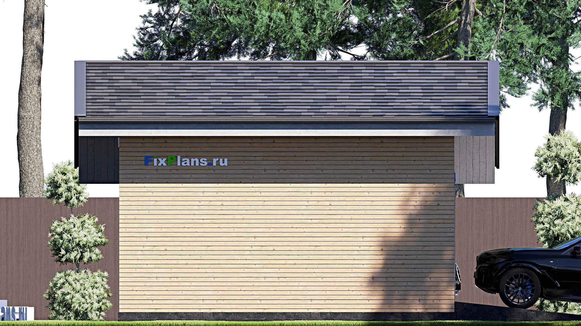 F-20033 - Проект гаража из газобетона 7 на 8, площадью 20 м² на 1 машиноместо