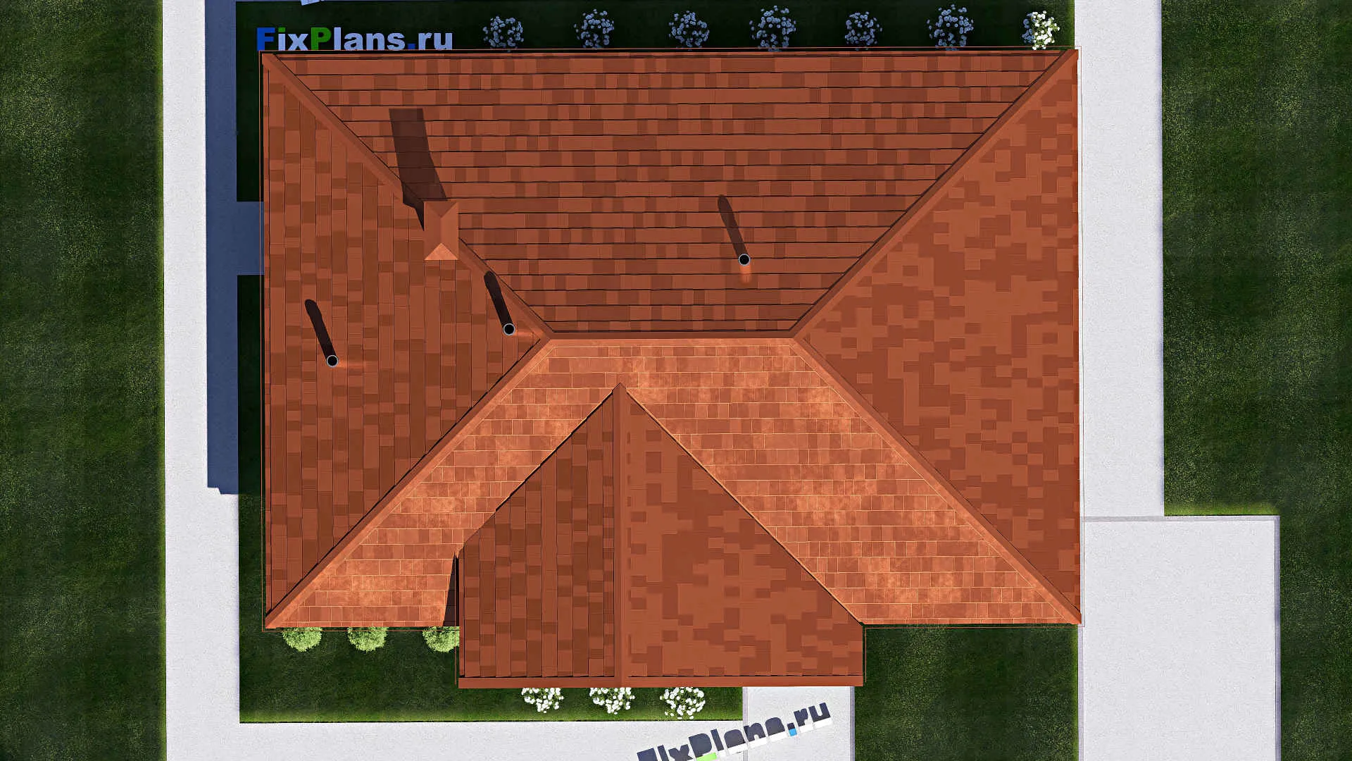 F-15173 - Проект одноэтажного дома 12 на 16, площадью 130 м² с 3 спальнями