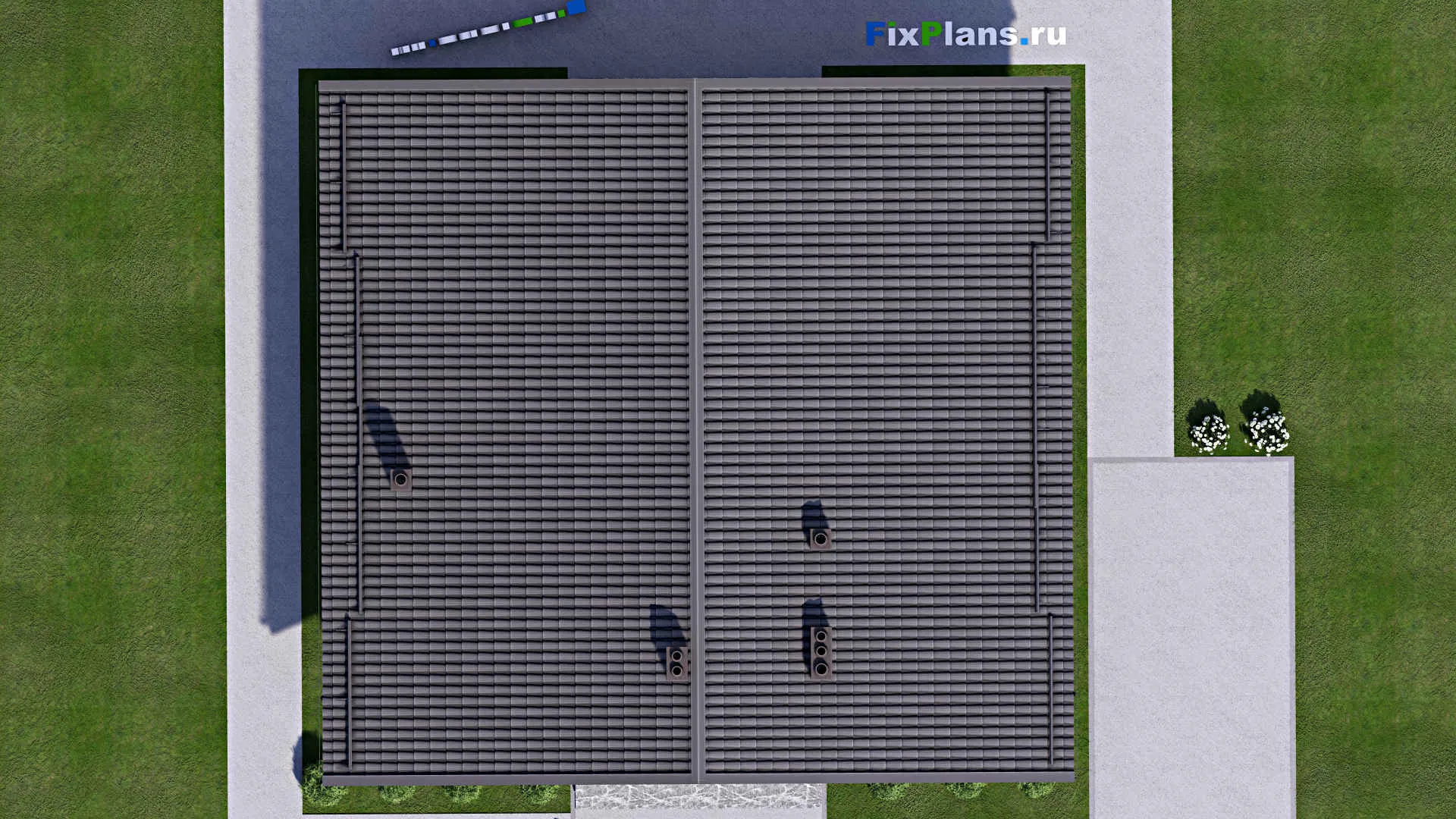 F-12770 - Проект одноэтажного дома 13 на 14, площадью 140 м² с террасой и 2 спальнями