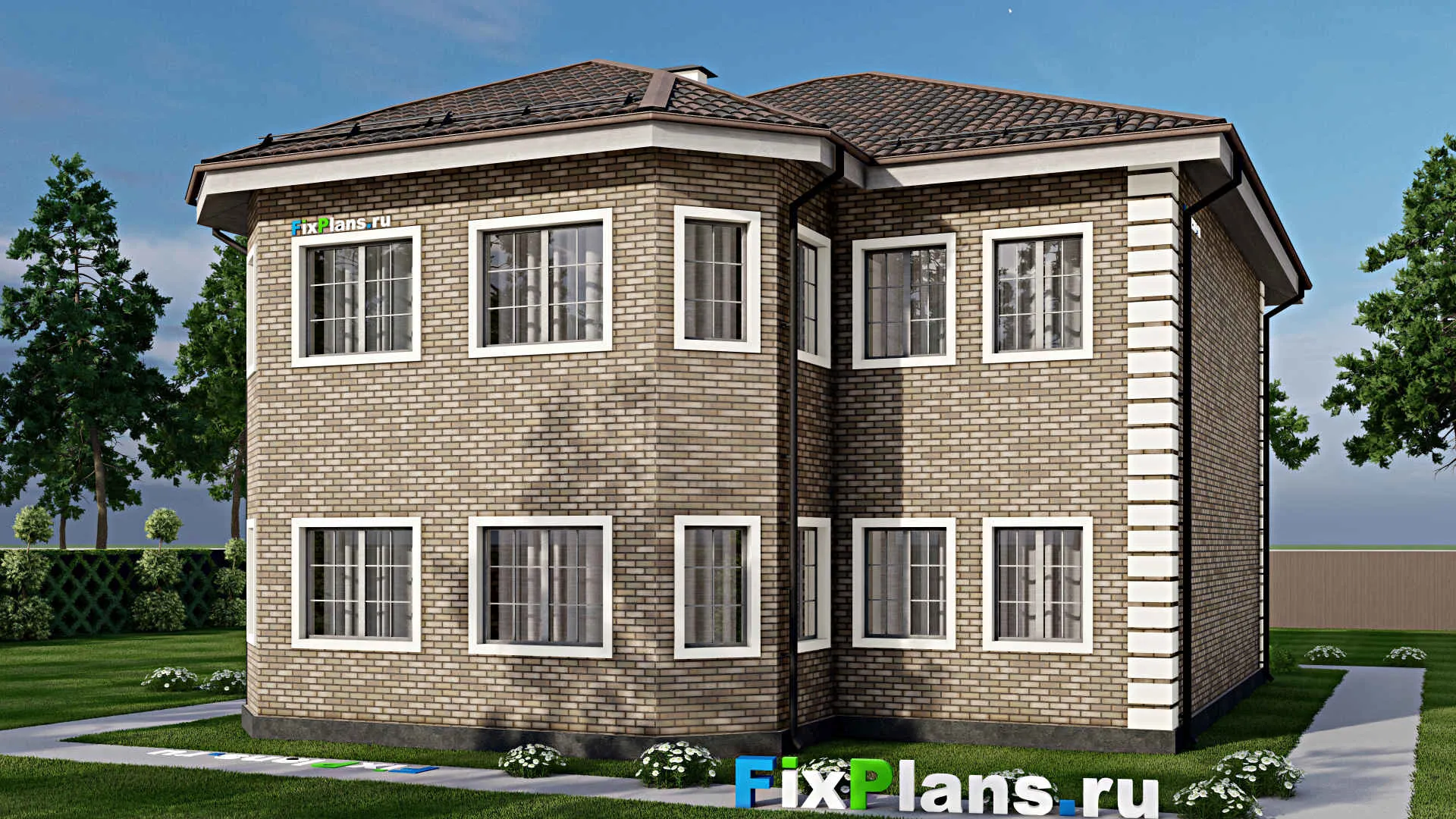 F-5237 - Проект двухэтажного дома 13 на 15, площадью 260 м² с 7 спальнями