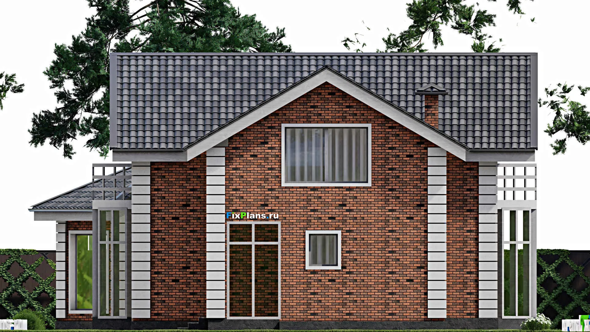 F-9404 - Проект дома с мансардой 15 на 20, площадью 240 м² с террасой, балконом и 3 спальнями