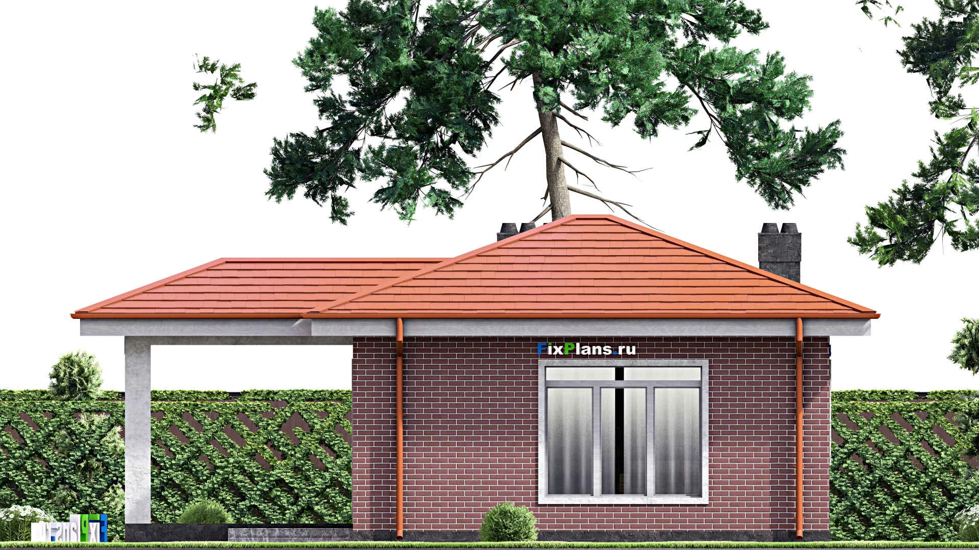 F-15092 - Проект бани 10 на 11, площадью 60 м² с комнатой отдыха и санузлом