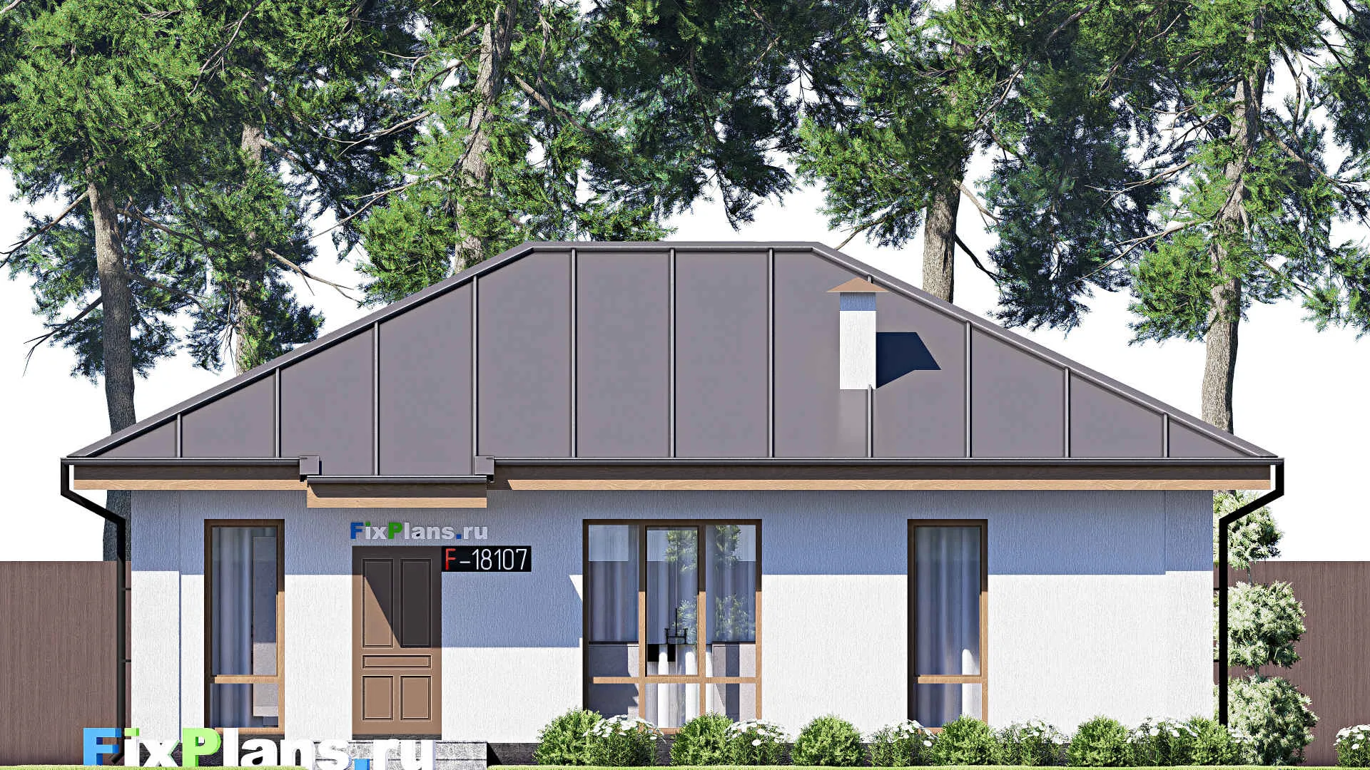 F-18107 - Проект одноэтажного дома 10 на 12, площадью 90 м² с 2 спальнями