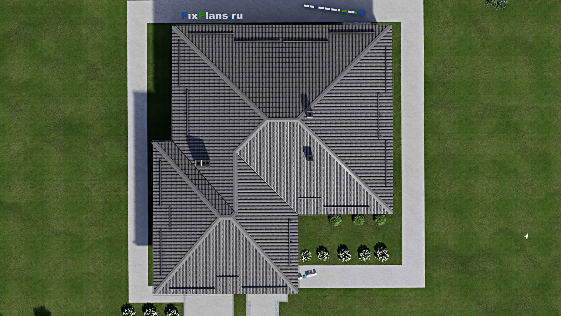 F-4958 - Проект одноэтажного дома 14 на 16, площадью 150 м² с террасой, гаражом на 1 машину и 2 спальнями
