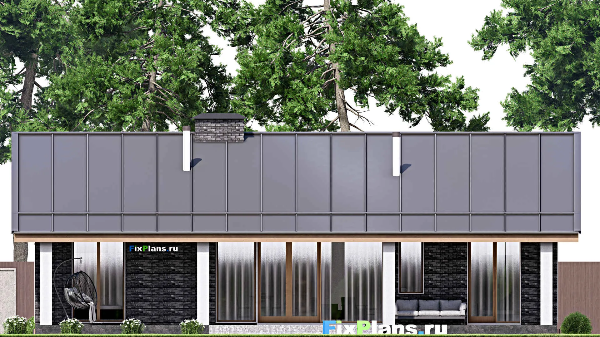 F-16829 - Проект одноэтажного дома 12 на 17, площадью 160 м² с террасой и 3 спальнями