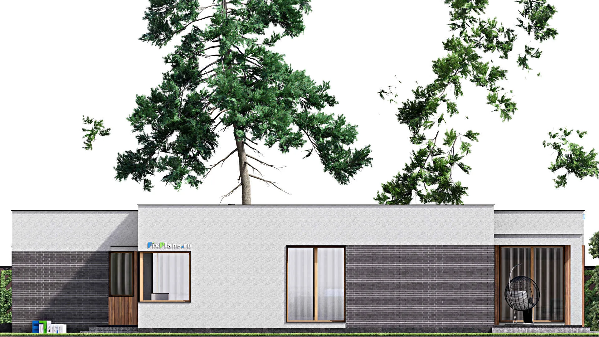 F-15776 - Проект одноэтажного дома 13 на 20, площадью 200 м² с террасой, гаражом на 2 машины и 3 спальнями