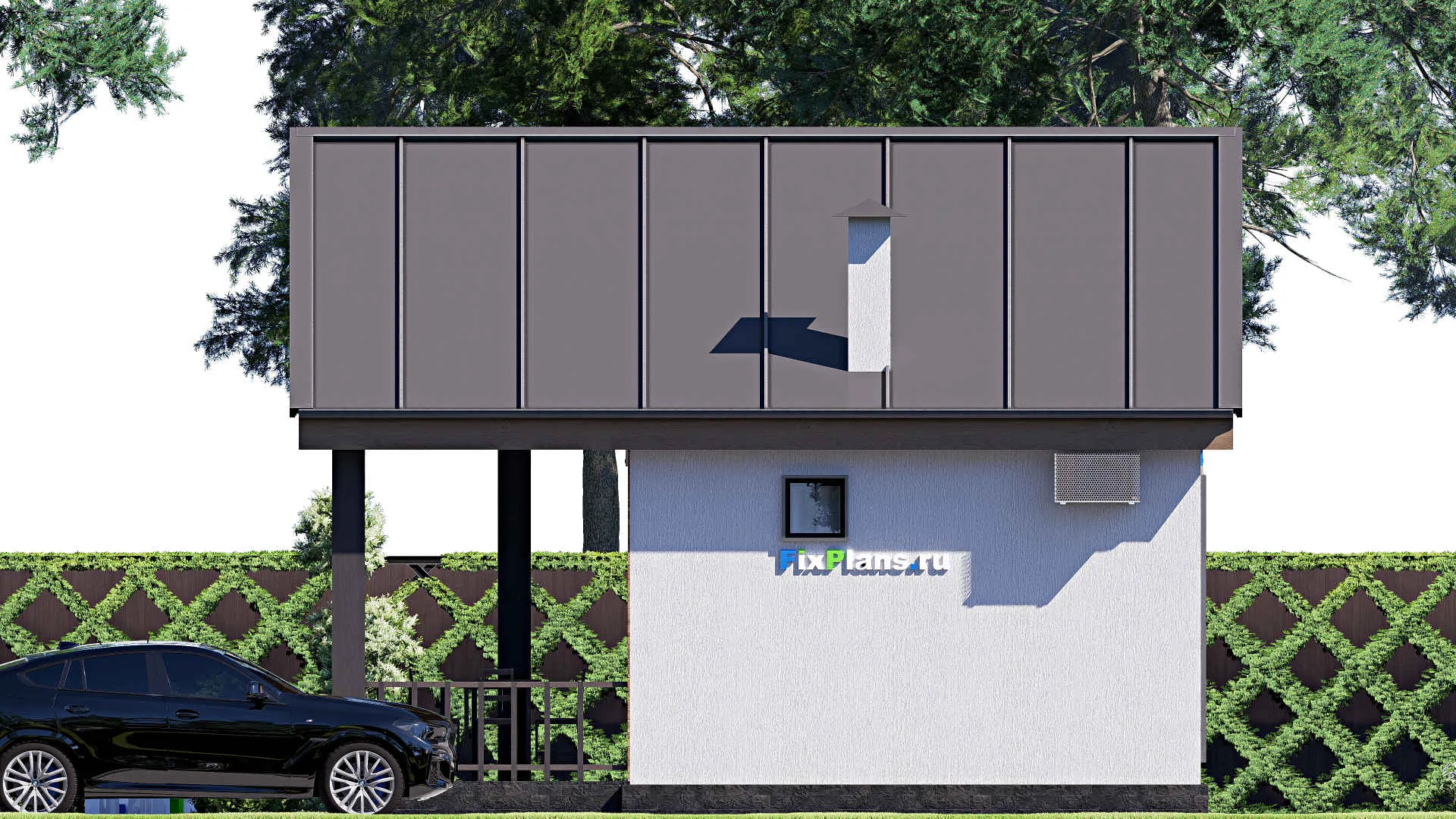 F-17972 - Проект бани 8 на 8, площадью 50 м² с терассой, санузлом и спальней