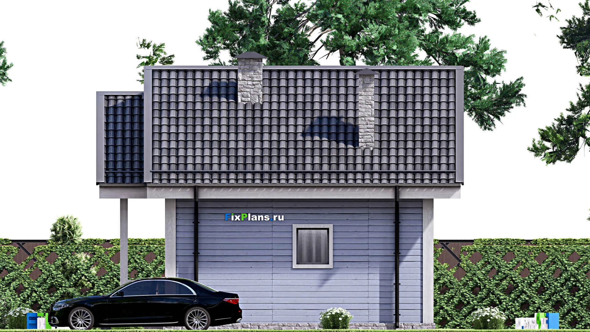 F-15596 - Проект бани 7 на 9, площадью 80 м² с комнатой отдыха, мансардой и санузлом