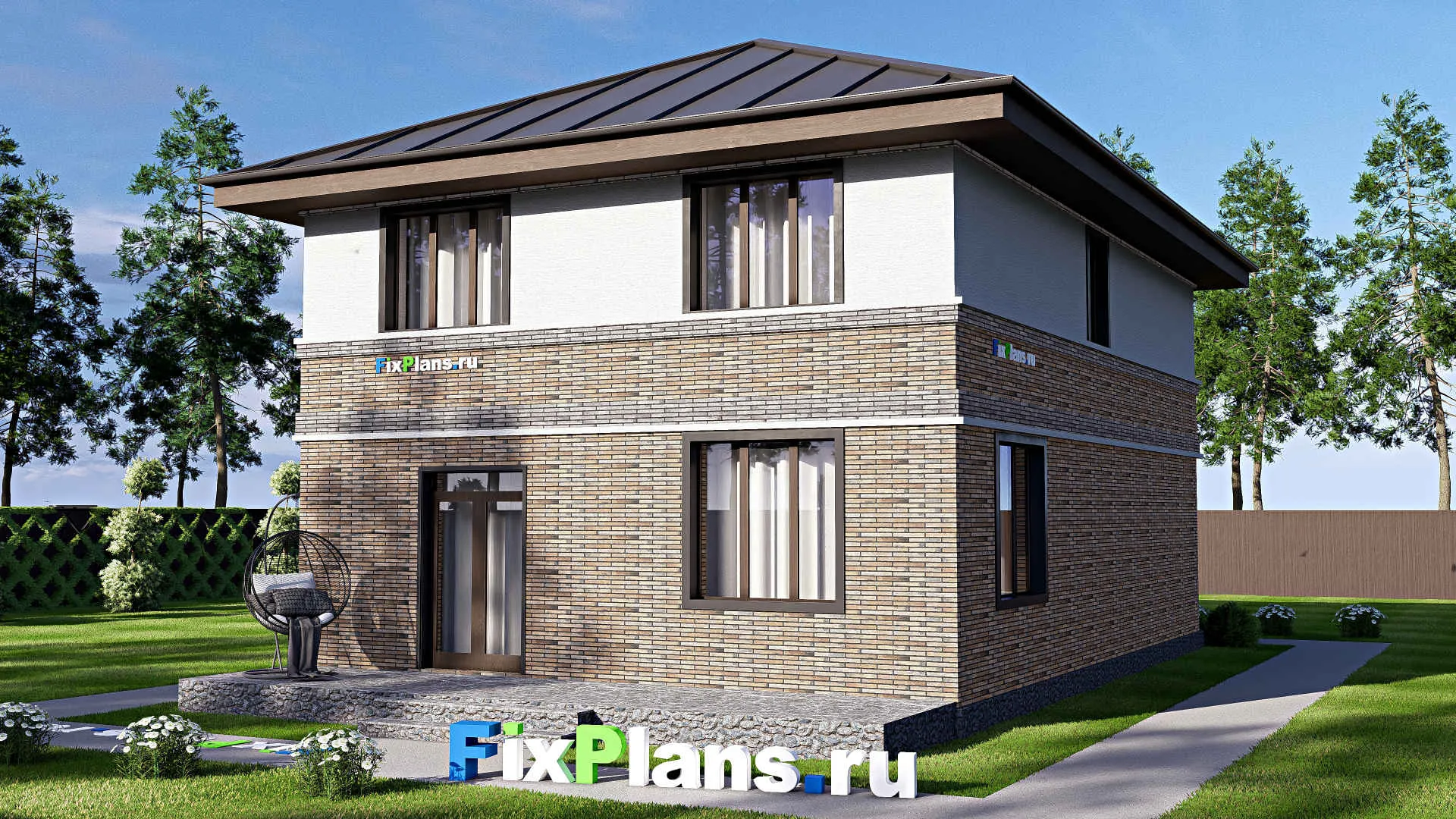 F-20816 - Проект двухэтажного дома 9 на 15, площадью 170 м² с террасой и 4 спальнями