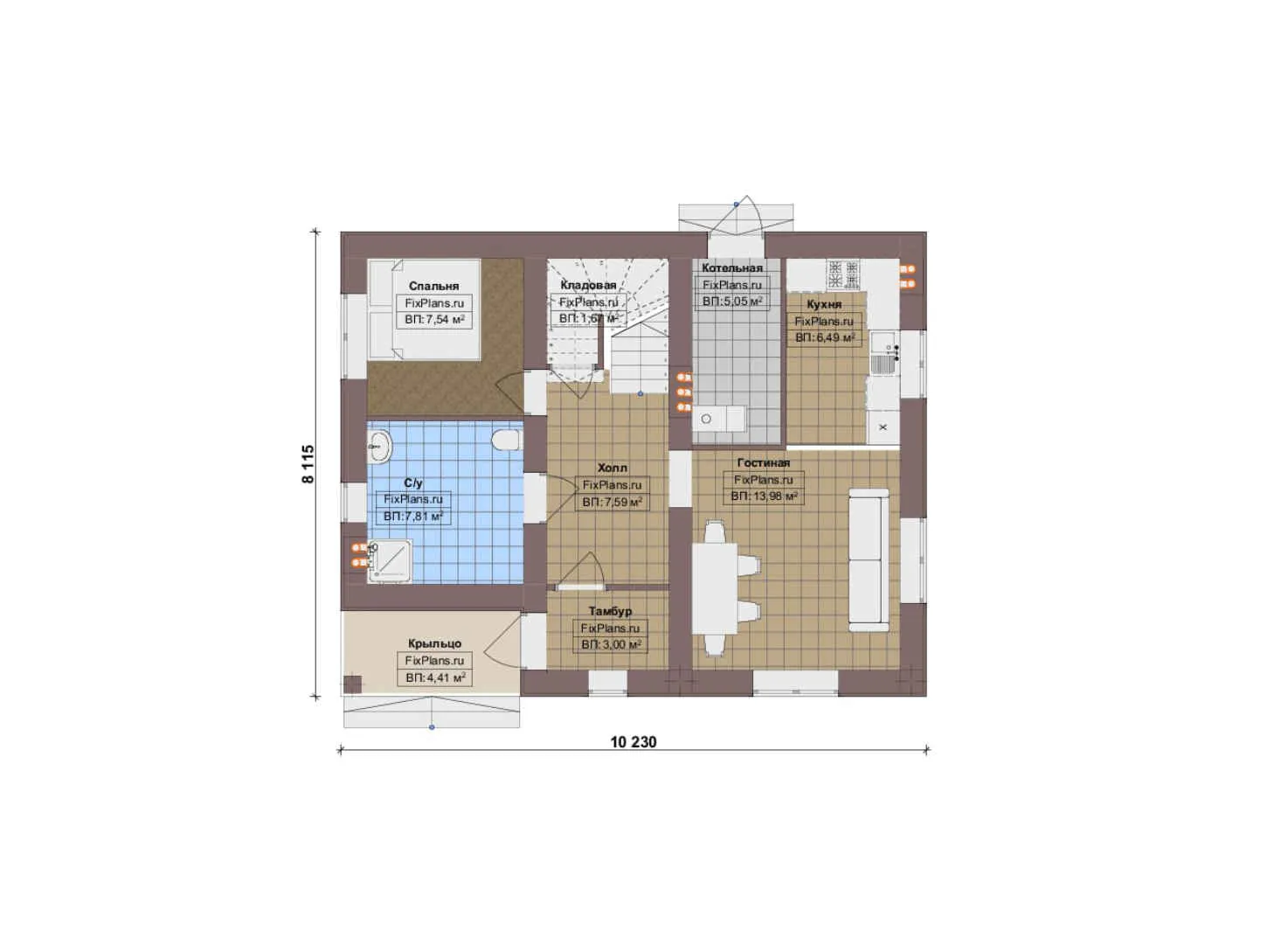 F-17378 - Планы дома с мансардой 9 на 11, площадью 120 м² с балконом и 4 спальнями