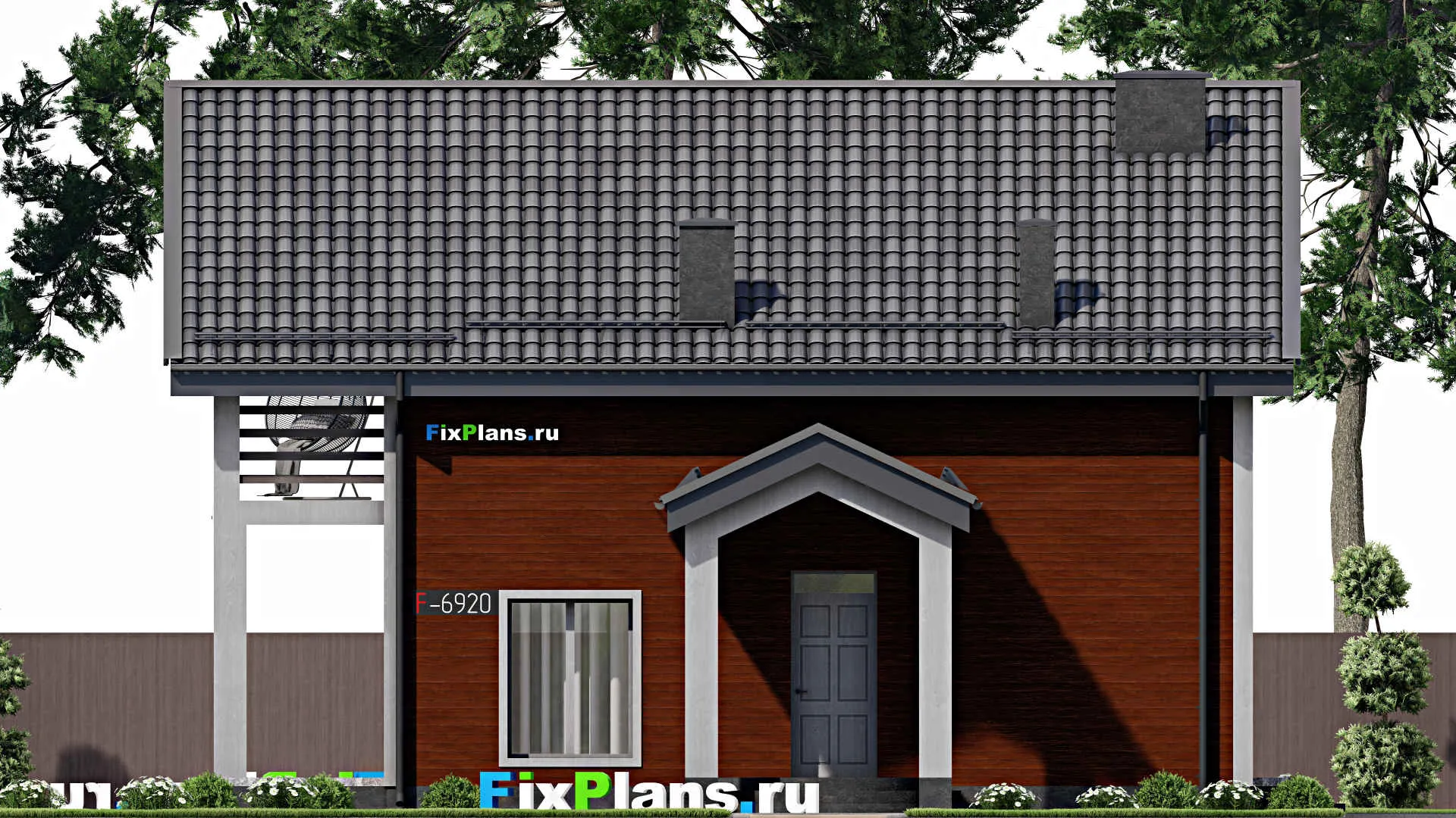 F-6920 - Проект дома с мансардой 10 на 12, площадью 200 м² с террасой, балконом и 4 спальнями