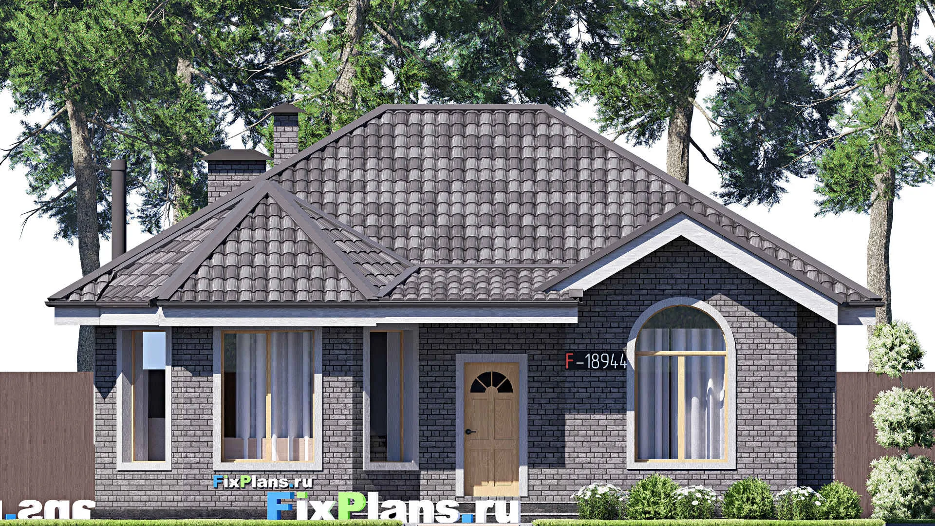 F-18944 - Проект одноэтажного дома 10 на 12, площадью 90 м² с 3 спальнями