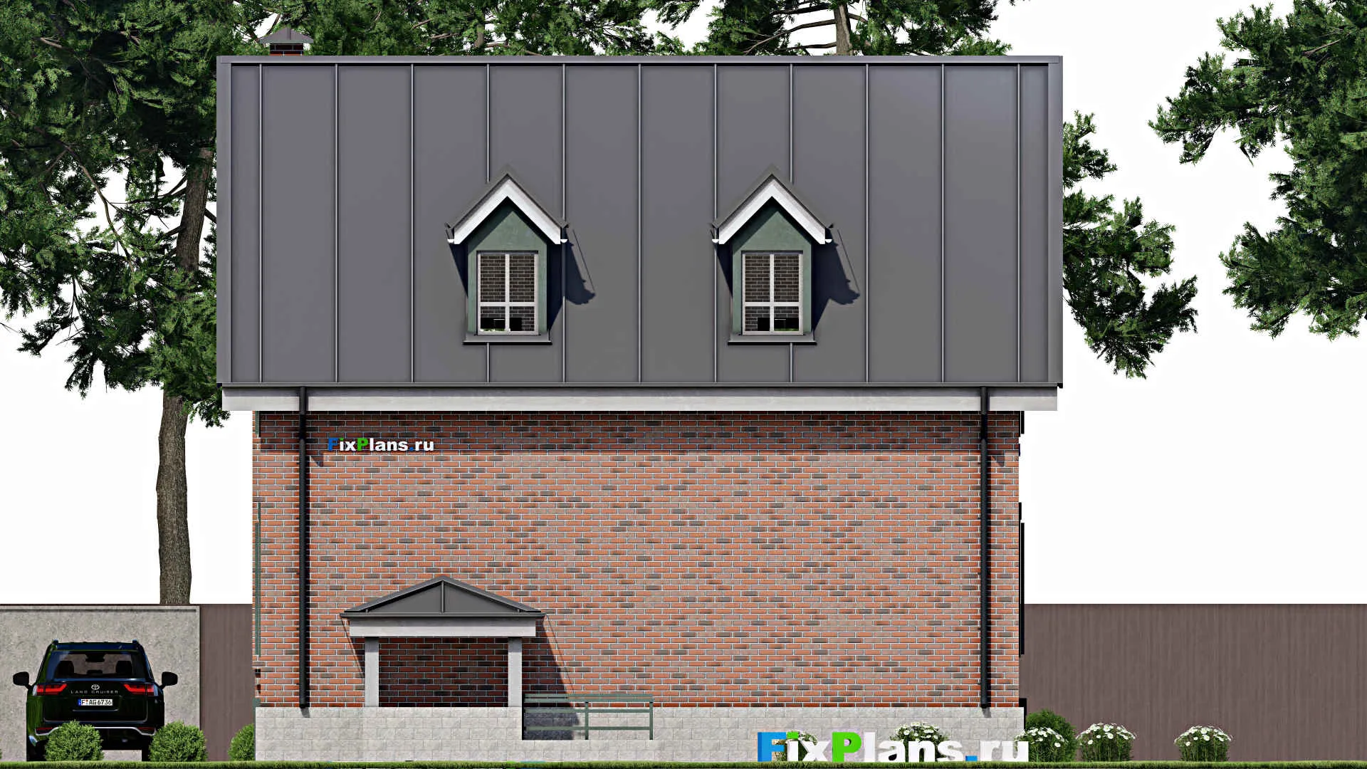 F-9395 - Проект дома с мансардой 11 на 13, площадью 240 м² с цокольным этажом, баней и 5 спальнями