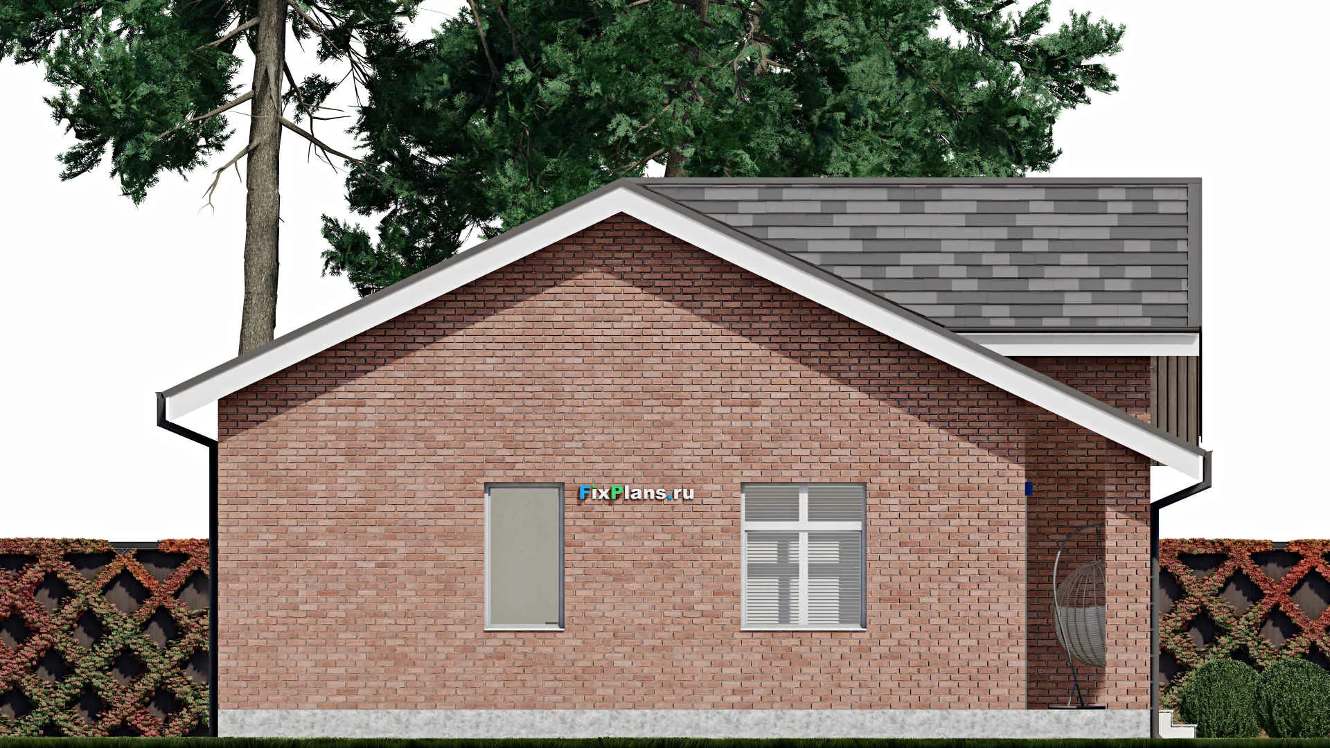 F-0008 - Проект одноэтажного дома 11 на 16, площадью 130 м² с террасой и 3 спальнями