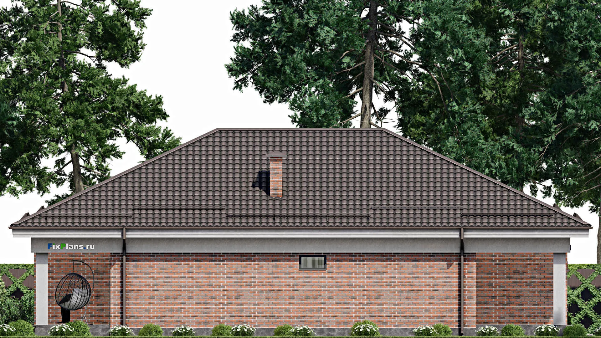 F-3311 - Проект одноэтажного дома 12 на 18, площадью 180 м² с террасой, гаражом на 1 машину и 3 спальнями