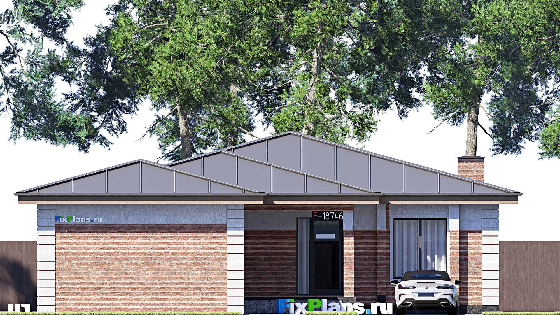 F-18746 - Проект одноэтажного дома 15 на 33, площадью 280 м² с террасой и 4 спальнями