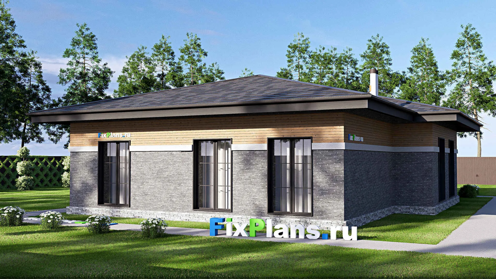 F-20744 - Проект одноэтажного дома 13 на 17, площадью 150 м² с 3 спальнями