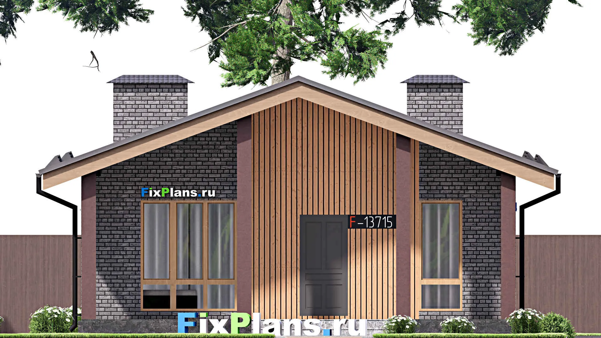 F-13715 - Проект одноэтажного дома 9 на 14, площадью 100 м² с 3 спальнями
