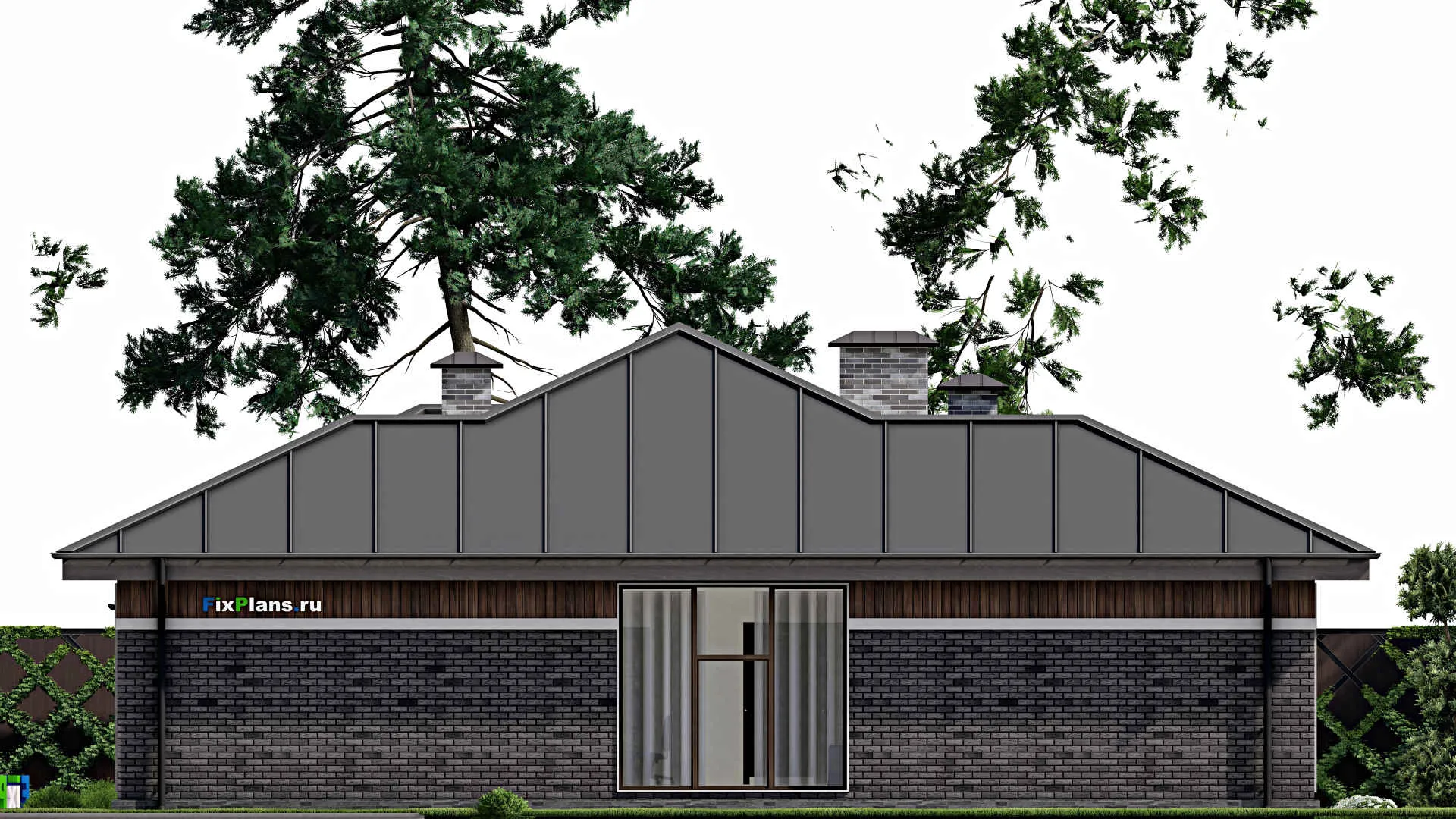 F-9935 - Проект одноэтажного дома 16 на 22, площадью 220 м² с террасой и 2 спальнями