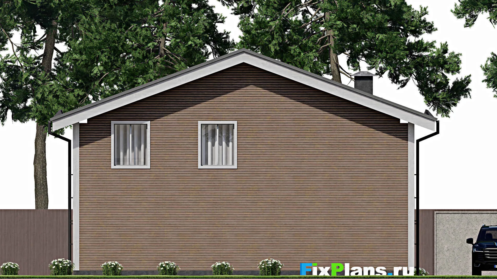 F-10763 - Проект дома с мансардой 10 на 14, площадью 110 м² с террасой и 3 спальнями