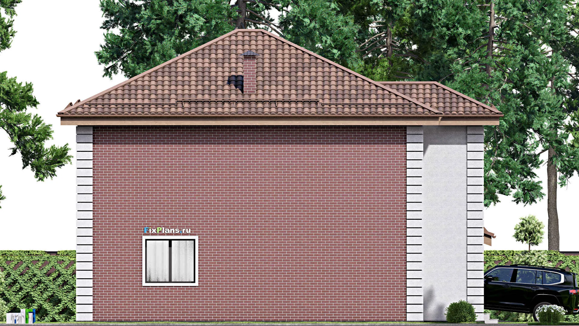 F-16982 - Проект двухэтажного дома 14 на 16, площадью 220 м² с гаражом на 2 машины и 4 спальнями