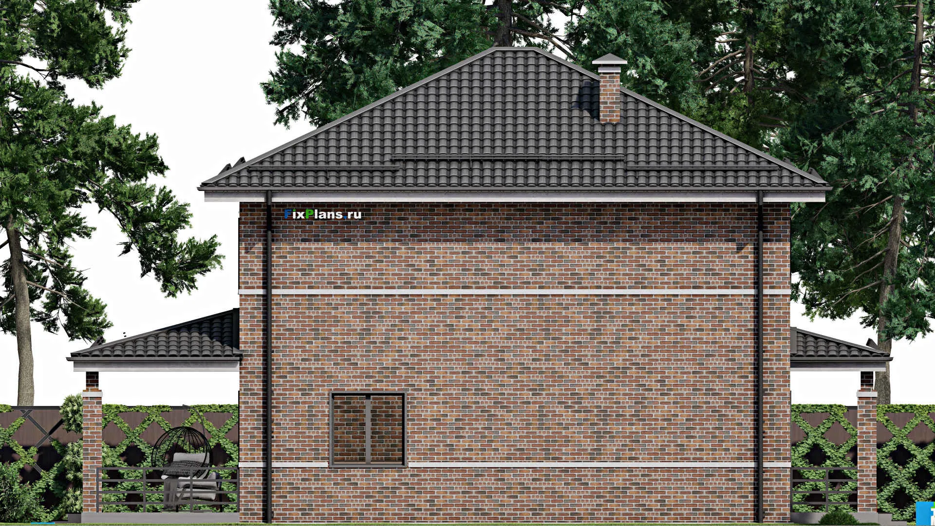 F-4202 - Проект двухэтажного дома 11 на 11, площадью 200 м² с террасой и 5 спальнями