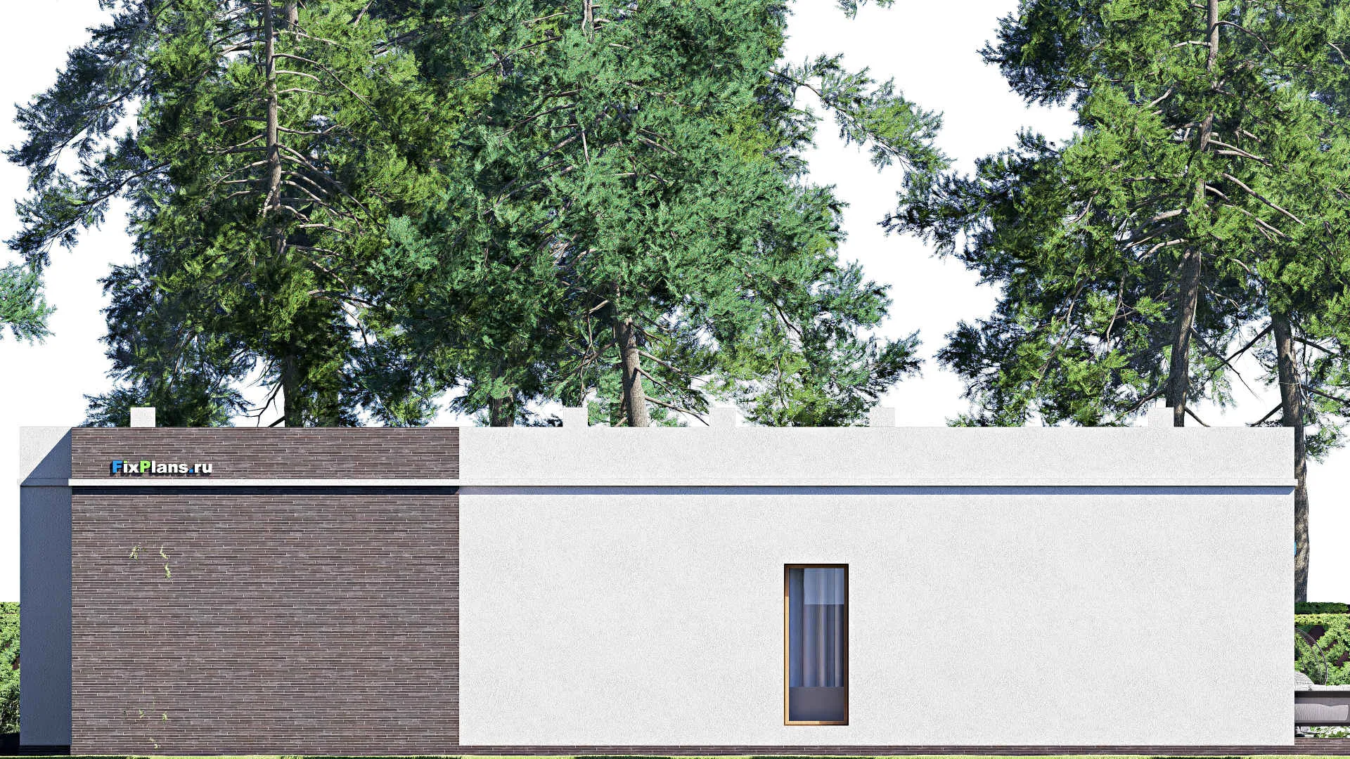 F-19898 - Проект одноэтажного дома 21 на 23, площадью 330 м² с террасой, гаражом на 2 машины и 3 спальнями