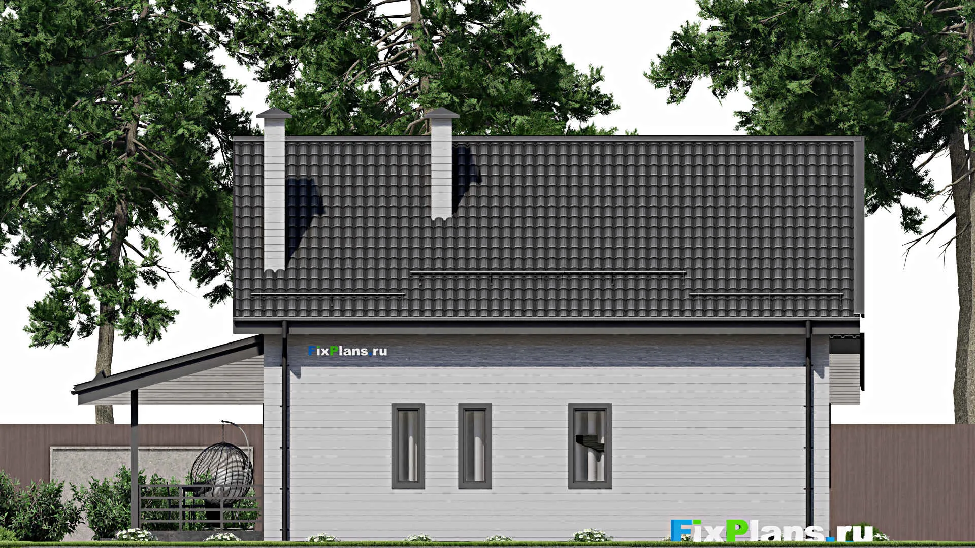 F-3815 - Проект дома с мансардой 9 на 11, площадью 170 м² с террасой и 4 спальнями