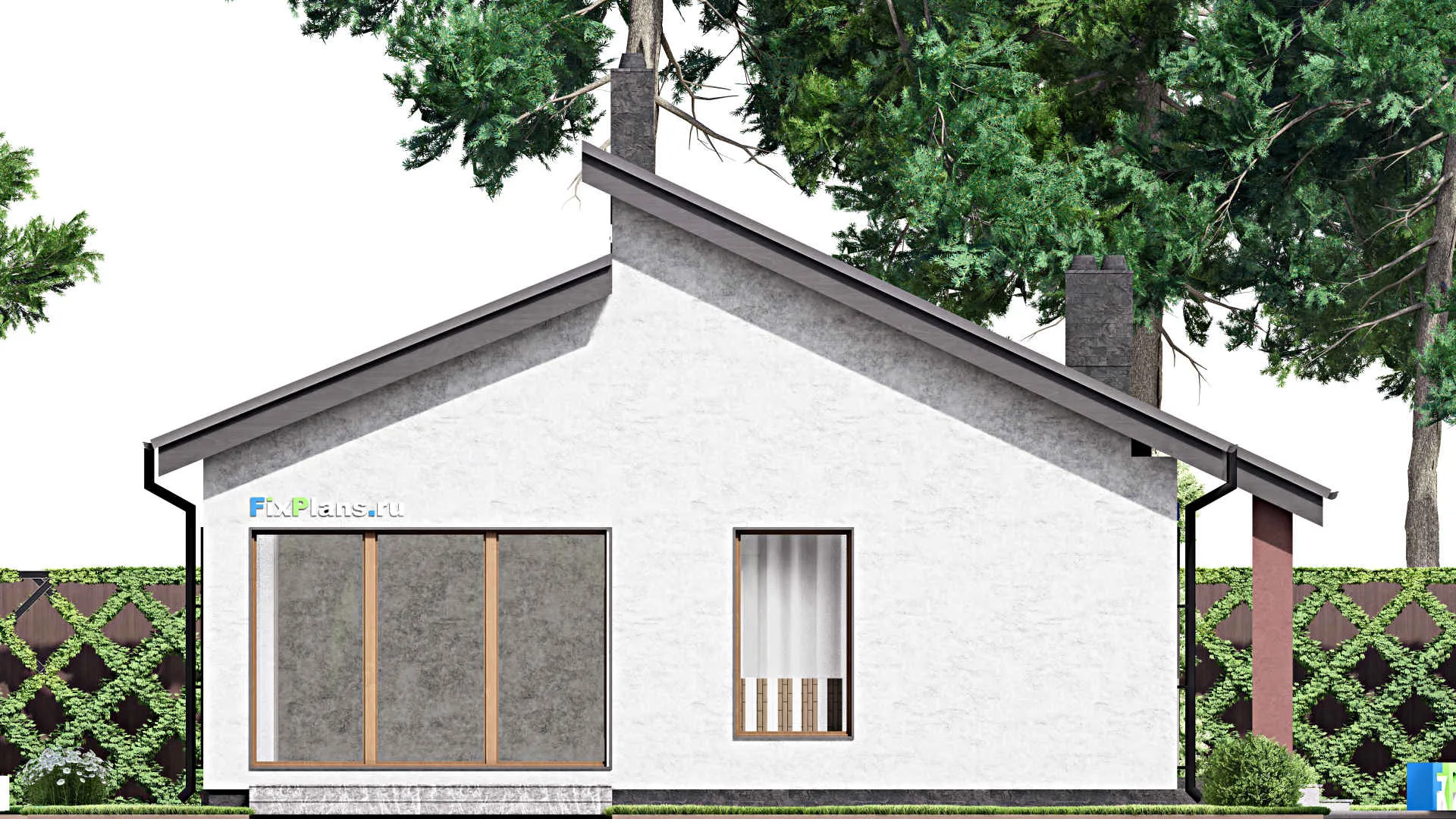 F-15128 - Проект бани 11 на 12, площадью 90 м² с терассой, санузлом и спальней